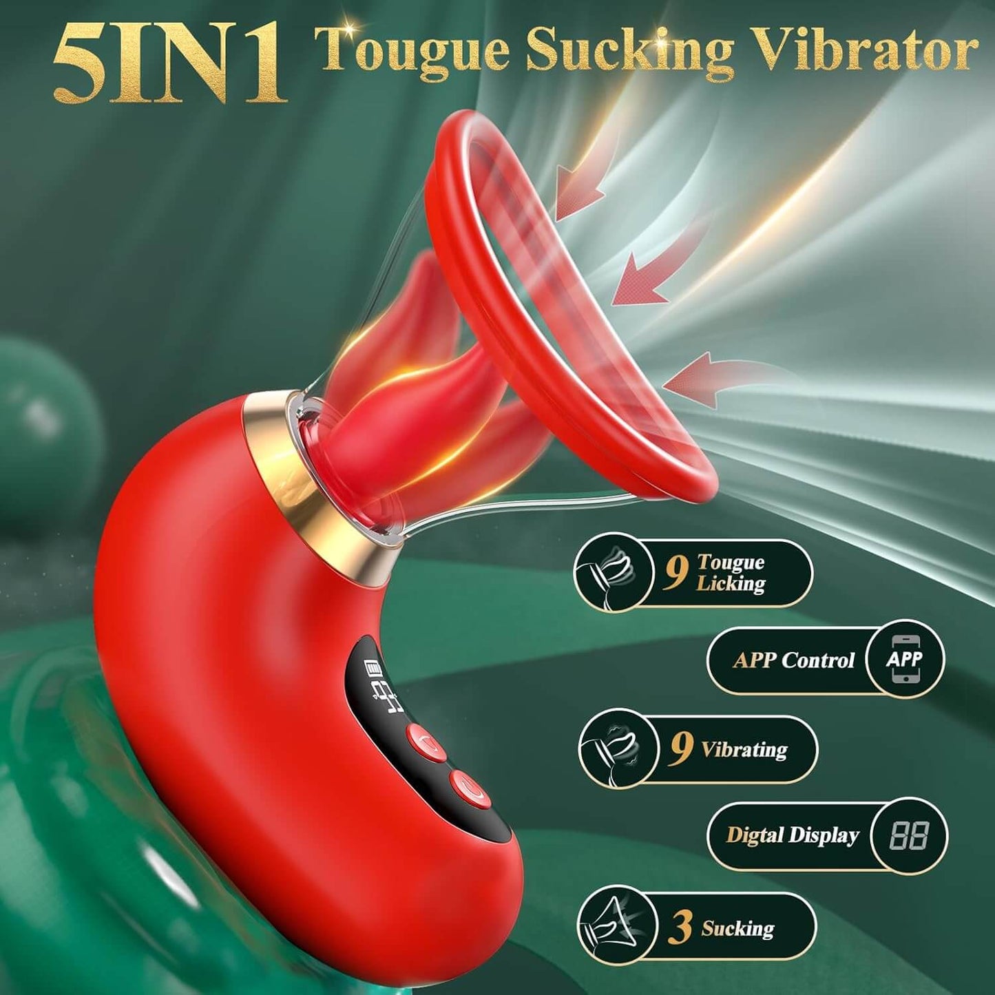 5IN1 Sucking Vibrator Rose Sex Toy, 3 Sucking