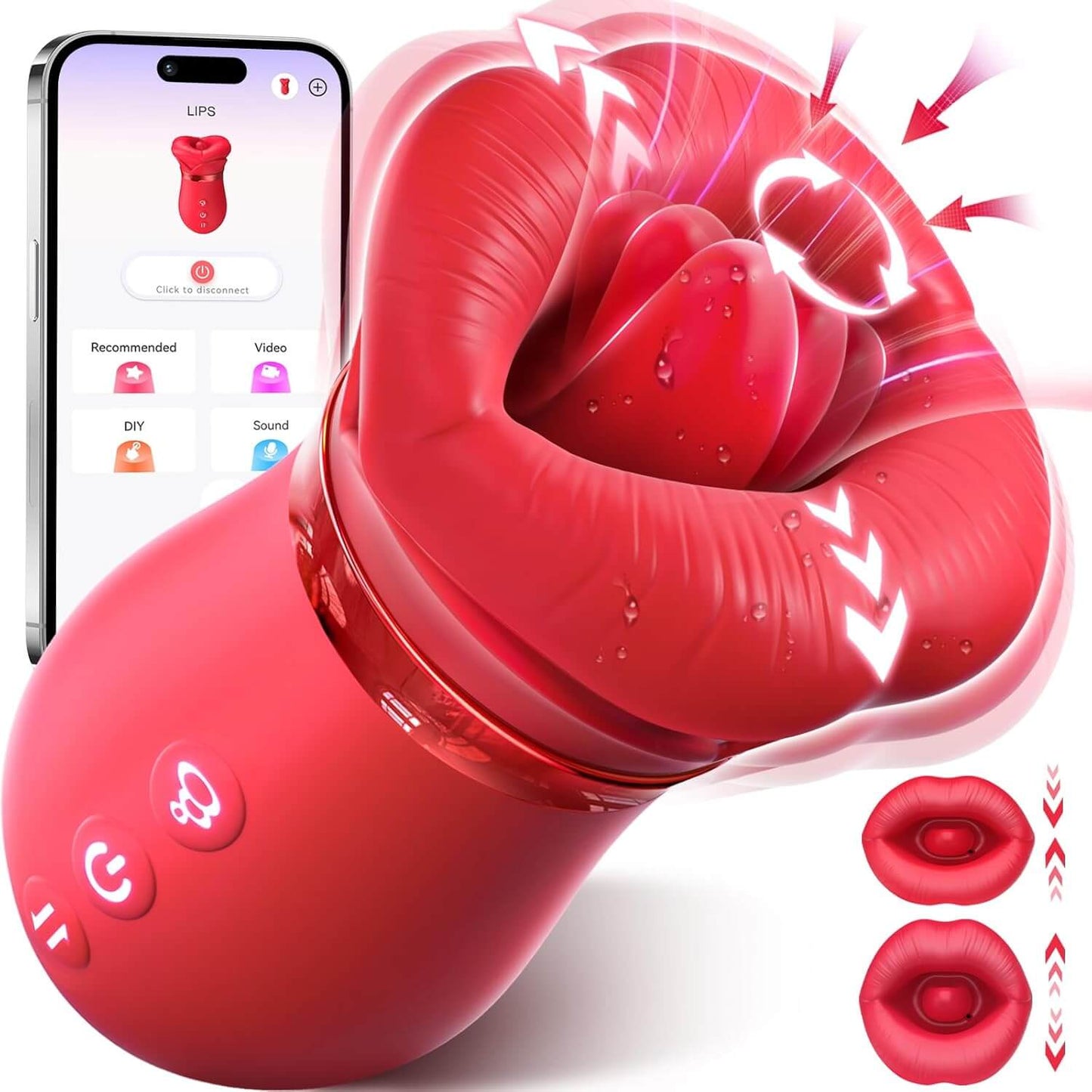 5IN1 Mouth Sucking Vibrator Rose Sex Toy, 10 Tongue Licking, New APP