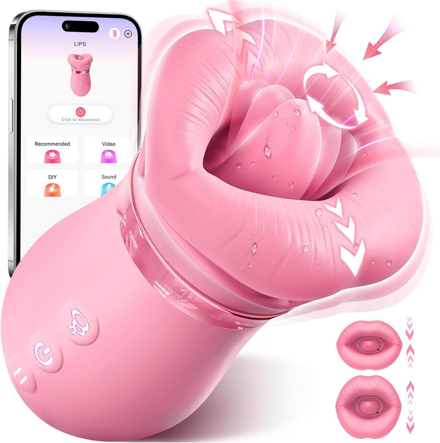 5IN1 Mouth Sucking Vibrator Rose Sex Toy, 10 Tongue Licking, New APP
