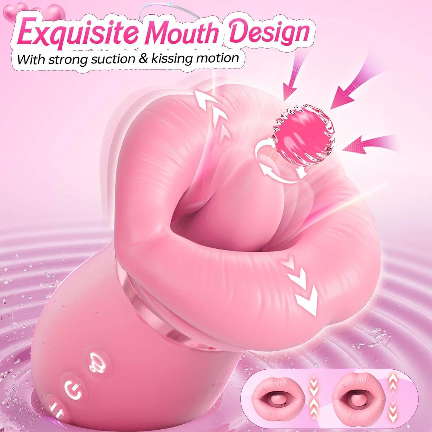 5IN1 Mouth Sucking Vibrator Rose Sex Toy, 10 Tongue Licking, New APP