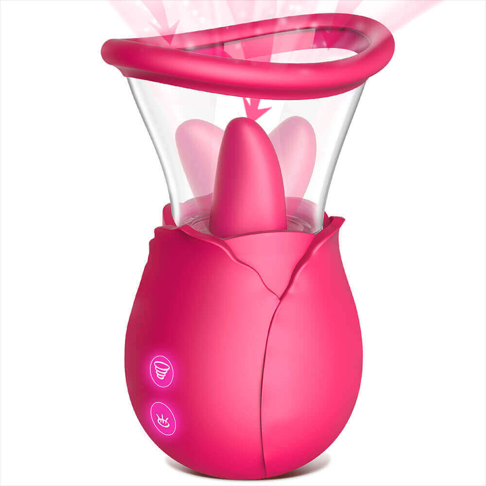 2 in 1 Licking & Sucking Vacuum Pump Rose Vibrator 2 in 1 Licking & Sucking Vacuum Pump Rose Vibrator
