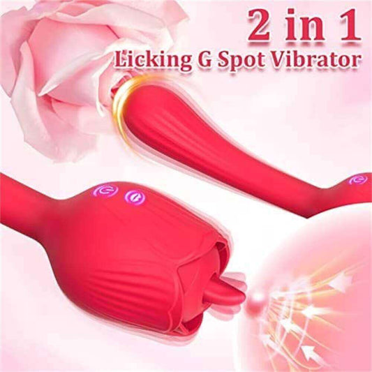 Rose Toys Vibrator for Women, Licking Clitoral G-Spot Dildo Vibrator