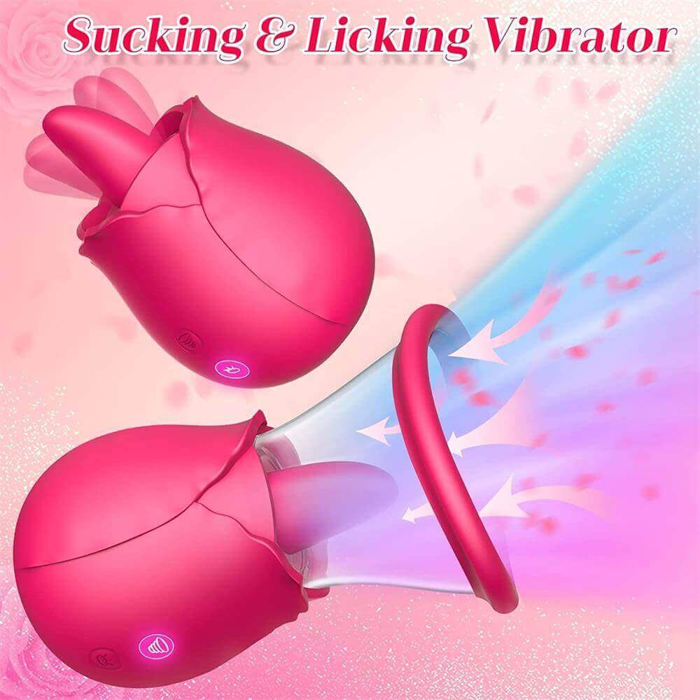 2 in 1 Licking & Sucking Vacuum Pump Rose Vibrator