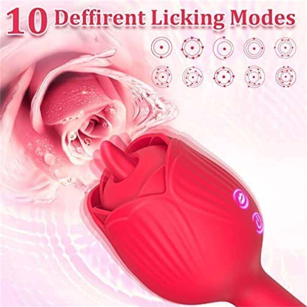 Rose Toys Vibrator for Women, Licking Clitoral G-Spot Dildo Vibrator