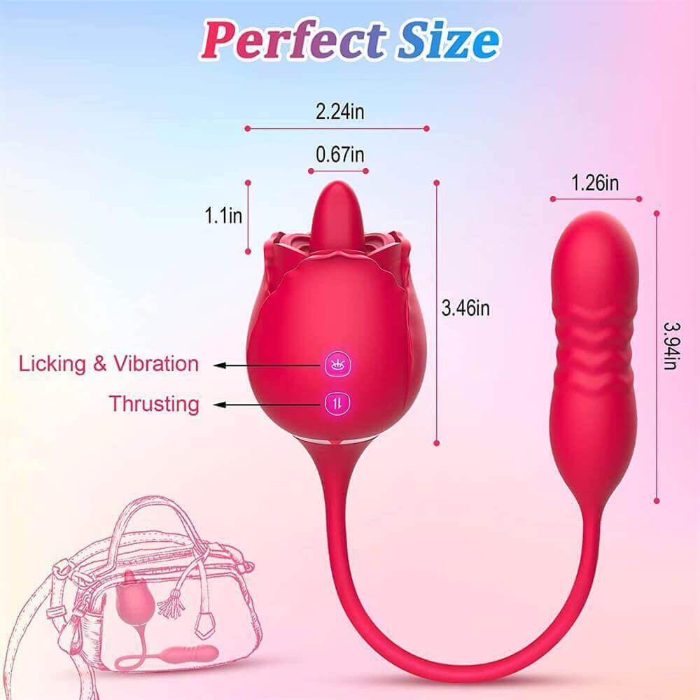 Rose Tongue Licking Thrusting G Spot Dildo Vibrator