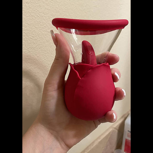 2 in 1 Licking & Sucking Vacuum Pump Rose Vibrator