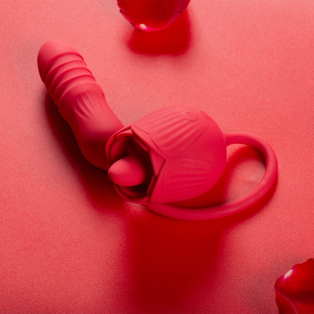 Rose Toy Tongue Licking with Thrusting & Vibrating Butt Plug