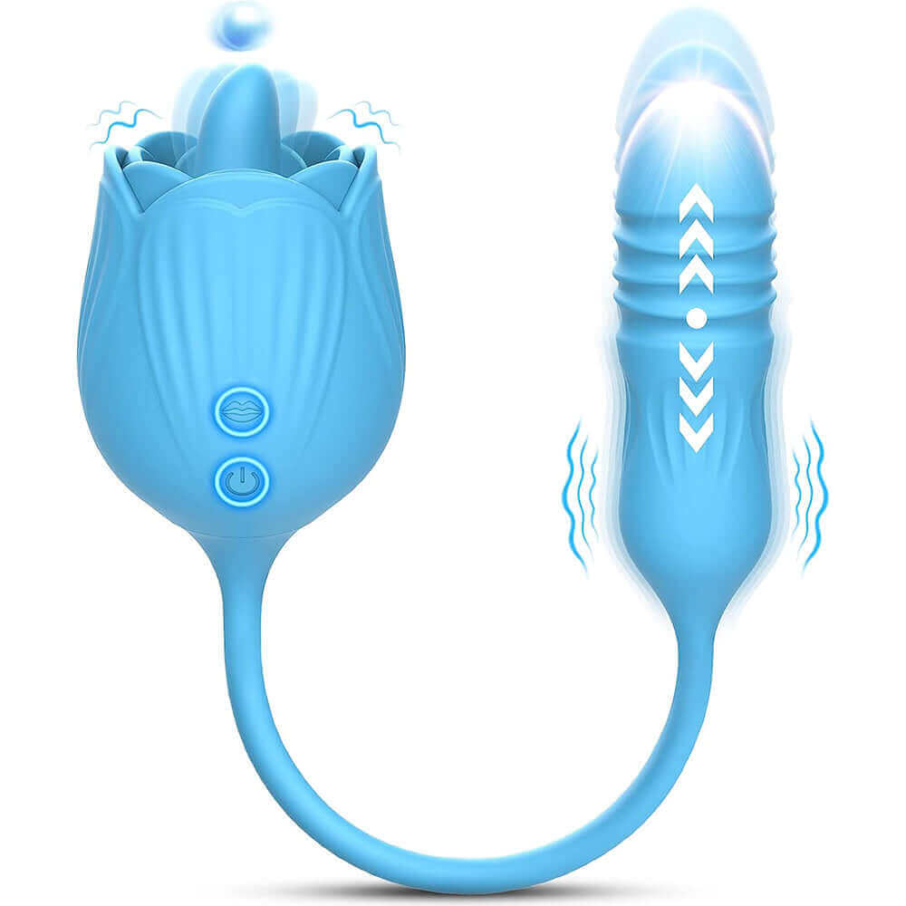 Rose Toy Tongue Licking with Thrusting & Vibrating Butt Plug