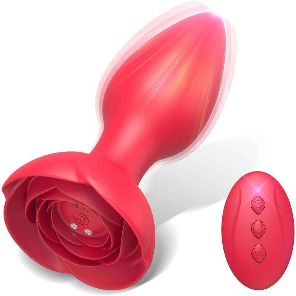 Rose Remote Control Vibrator, Vibrating Silicone Butt Plug Rose Remote Control Vibrator, Vibrating Silicone Butt Plug