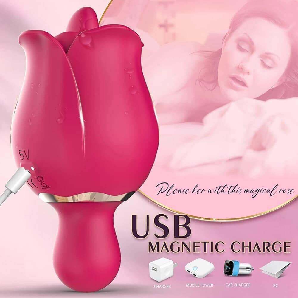 Rose Tongue Licking Toy G spot Hit Mini Vibrator