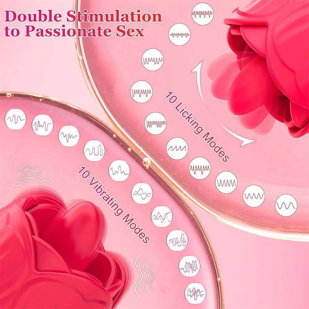 Rose Toy Clit Vibrator and Tongue Licker