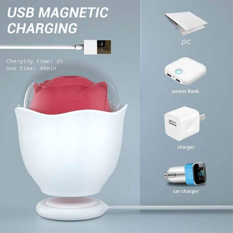 Rose Suck Toy | Rose toy with LED nightlight, waterproof and rechargeable