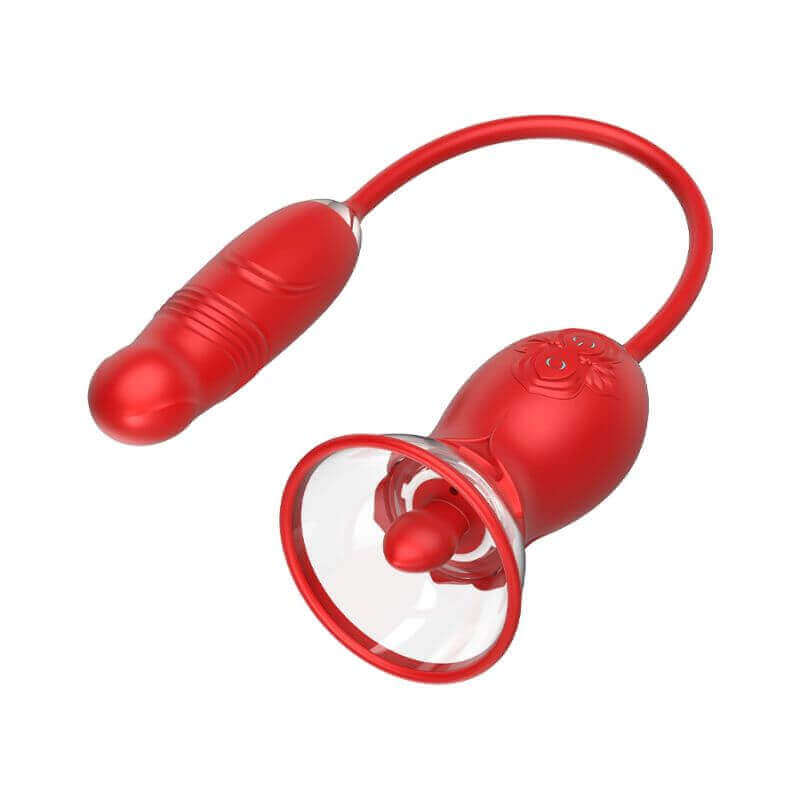 Rose Toy with Thrusting Dildo | 3 Sucking Modes and 10 Vibrant Modes