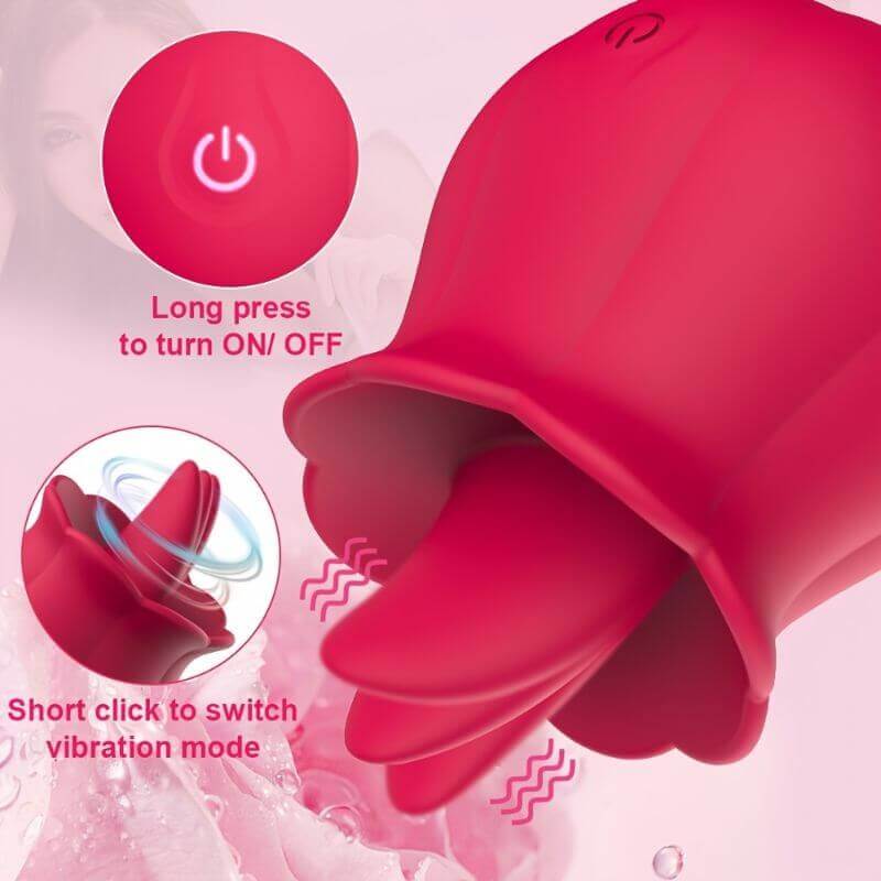 Rose Women Toy | Tongue Licking Stimulator With 9 Vibrating Pleasure