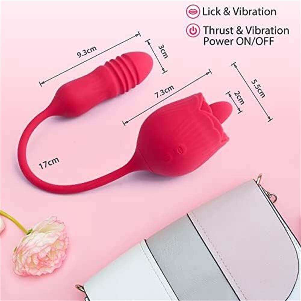 Rose Toy Tongue Licking with Thrusting & Vibrating Butt Plug