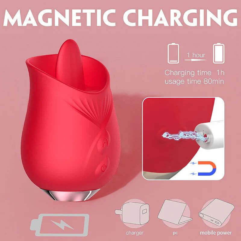 Rose Tongue Licking Toy G spot Hit Mini Vibrator