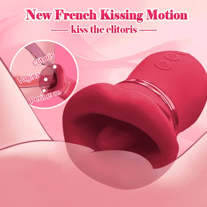 Big Mouth Rose Tongue Vibrator With Thrusting Dildo Big Mouth Rose Tongue Vibrator With Thrusting Dildo