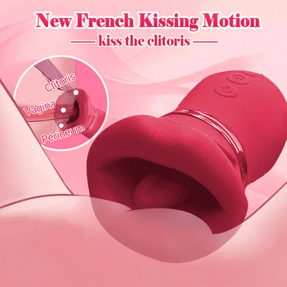 Big Mouth Rose Tongue Vibrator With Thrusting Dildo