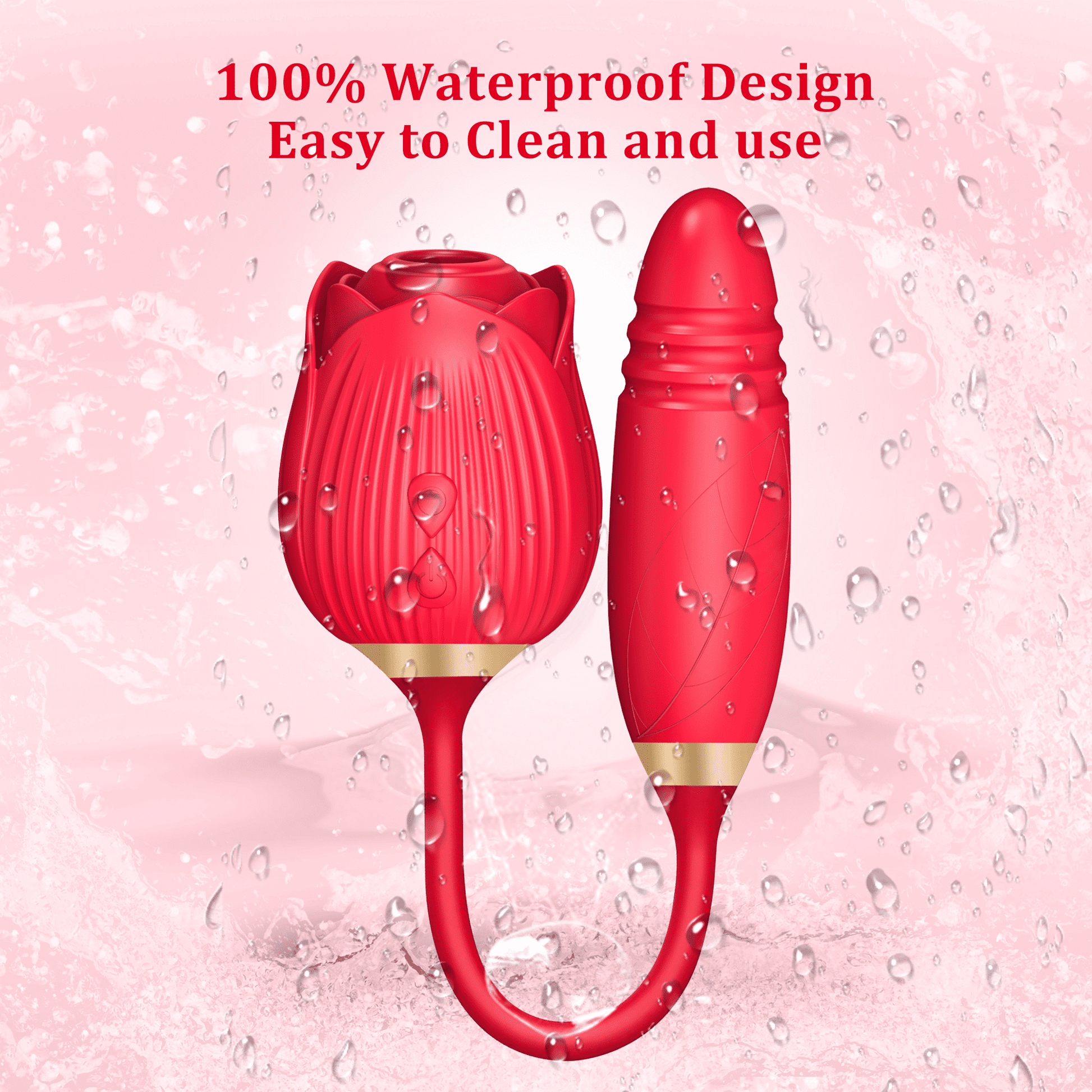 2-in-1 Rose Sex Toy - 10 Speeds Sucking & Vibration 2-in-1 Rose Sex Toy - 10 Speeds Sucking & Vibration