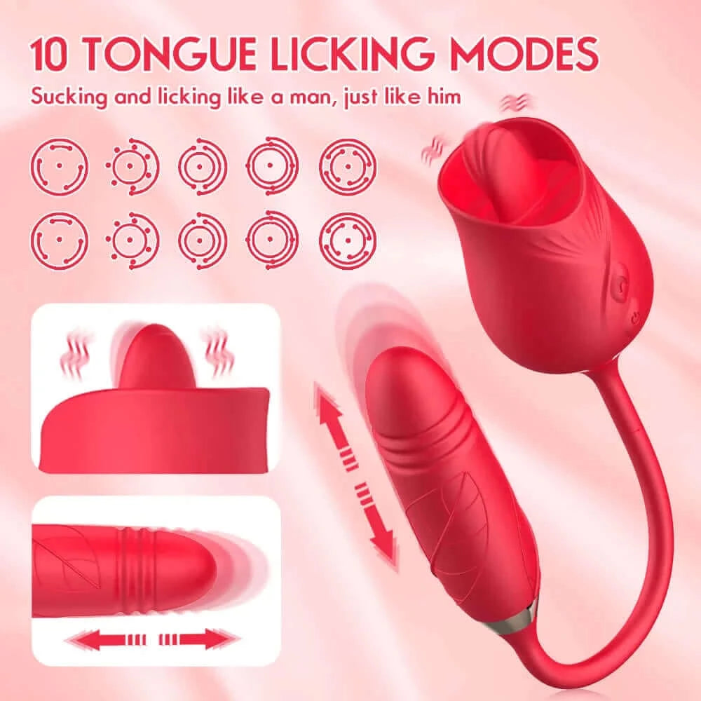 Licking Rose Toy with Dildo