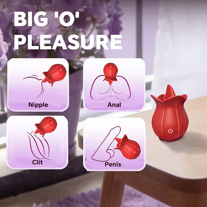 10 Speeds Rose Clitoral Stimulator With Licking Vibrator