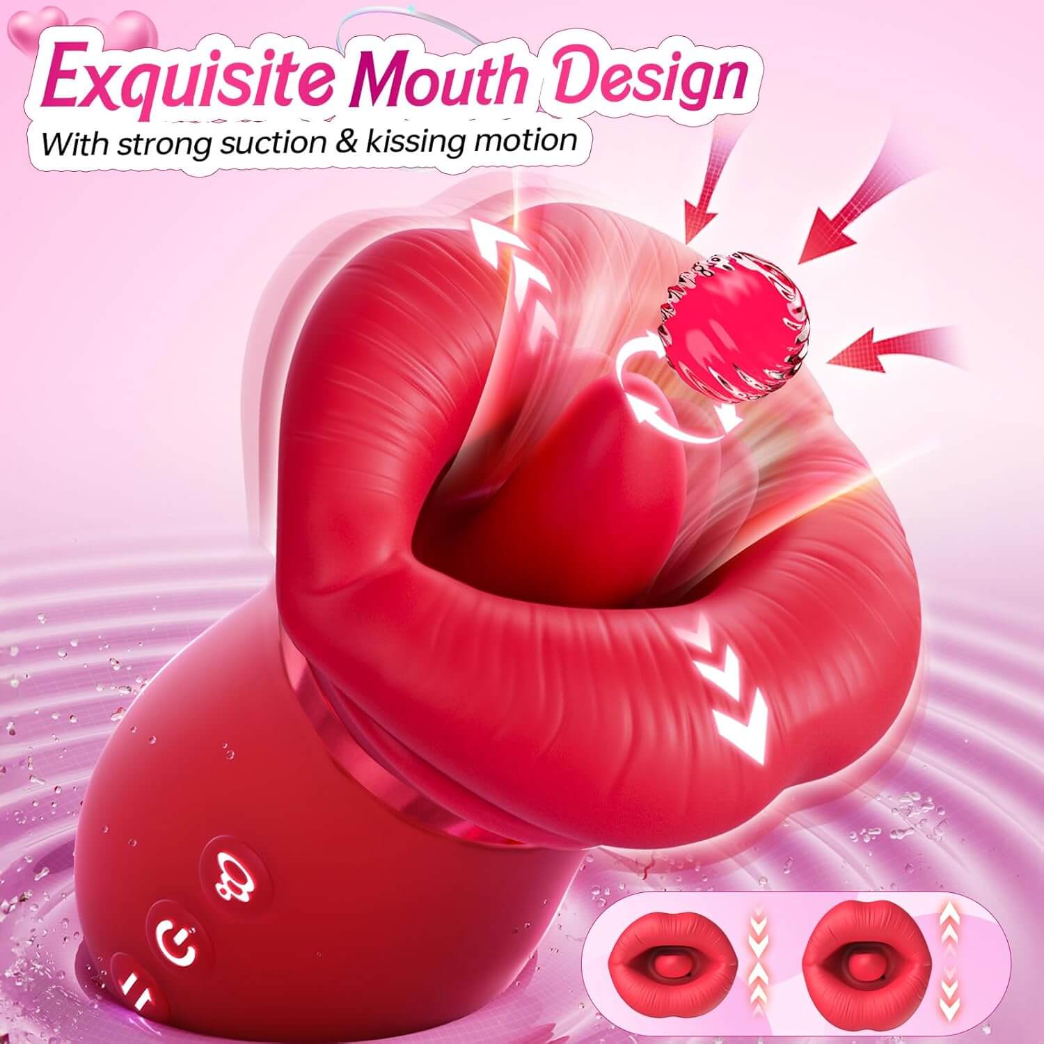 5IN1 Mouth Rose Sucking Vibrator Rose Sex Toy, 10 Tongue Licking, New APP with exquisite mouth design and realistic textures.