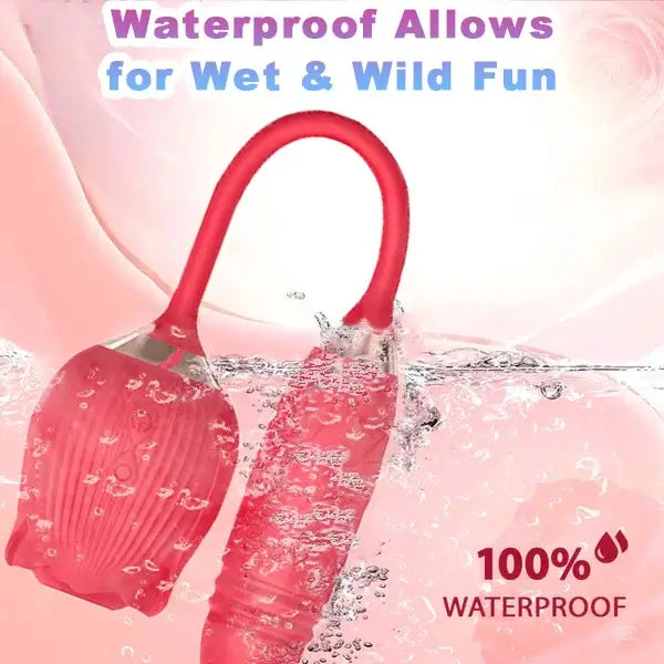 Rose Vibrator 2 in 1 Rose Toy With A Thrusting Dildo