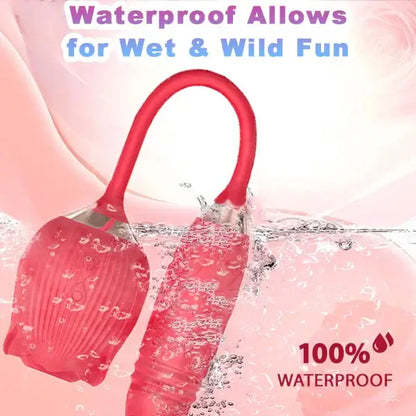 Rose Vibrator 2 in 1 Rose Toy With A Thrusting Dildo