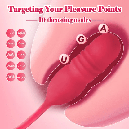 Big Mouth Rose Tongue Vibrator With Thrusting Dildo