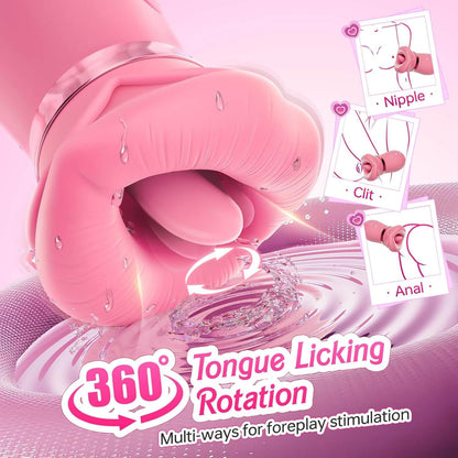 5IN1 Mouth Sucking Vibrator Rose Sex Toy, 10 Tongue Licking, New APP