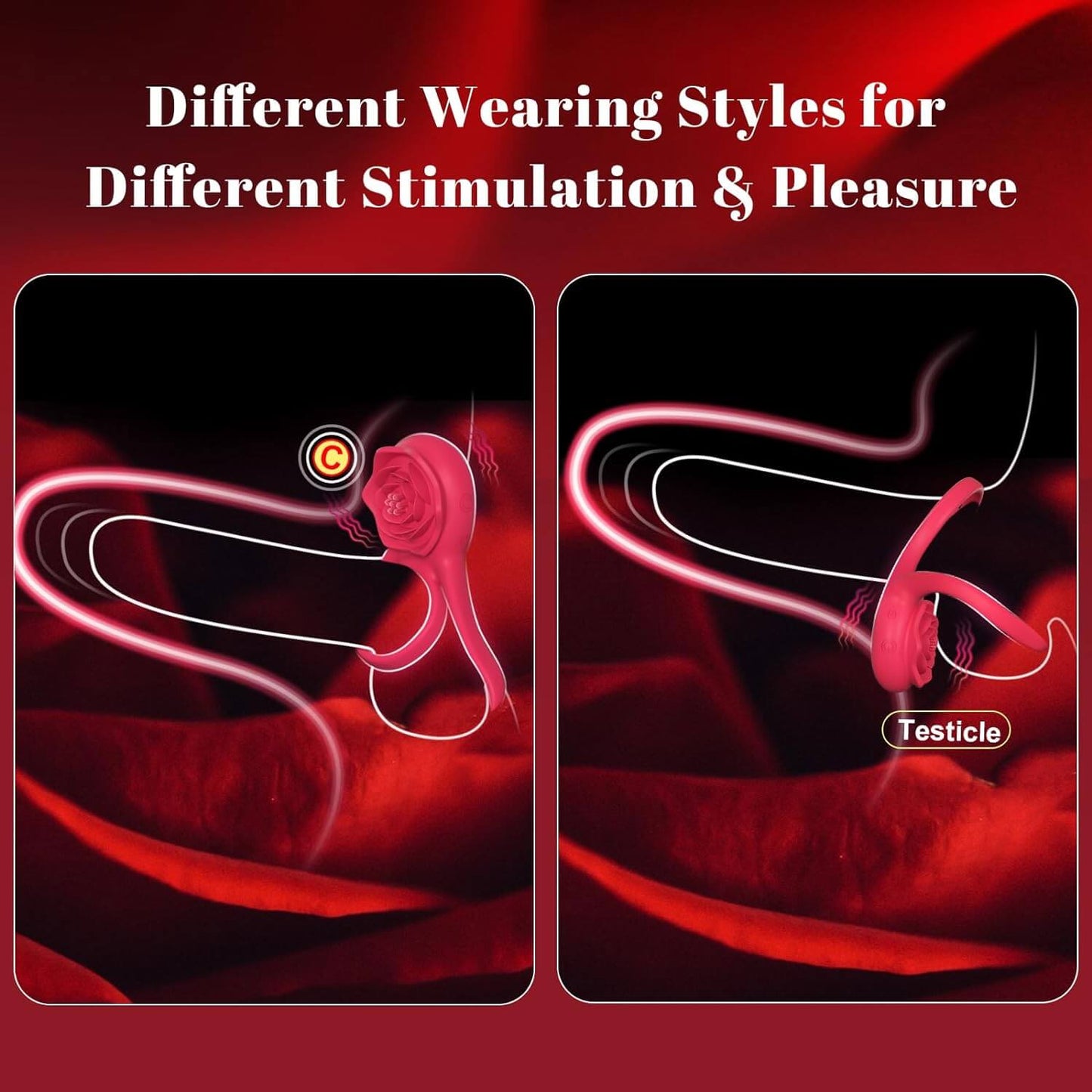 Vibrating Cock Ring with Rose Clitoral Stimulator