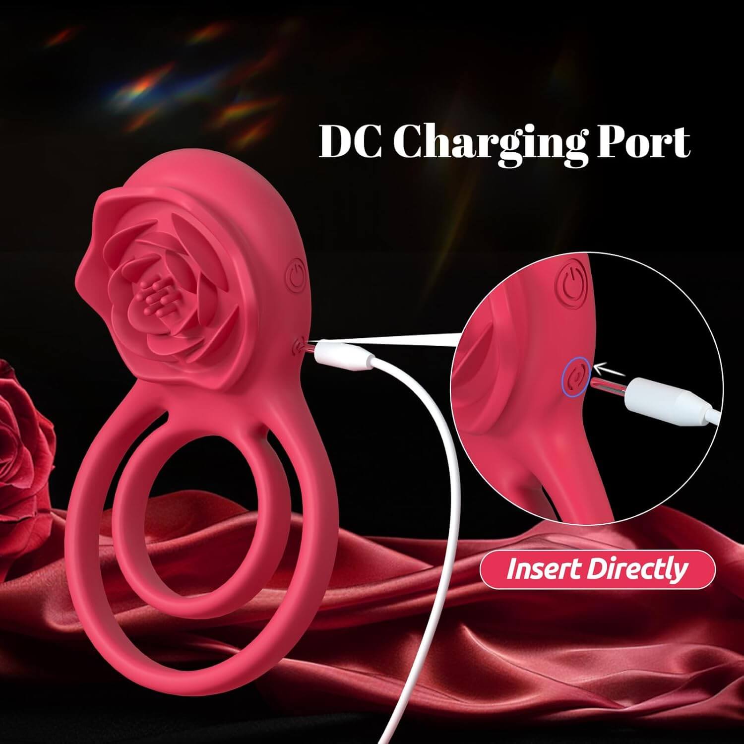 Cock Ring With Rose Clit Vibrator for Couples Cock Ring With Rose Clit Vibrator for Couples