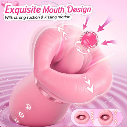 5IN1 Mouth Sucking Vibrator Rose Sex Toy, 10 Tongue Licking, New APP