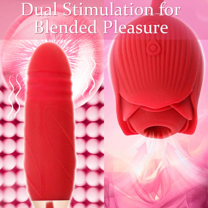 Rose Vibrator 2 in 1 Rose Toy With A Thrusting Dildo