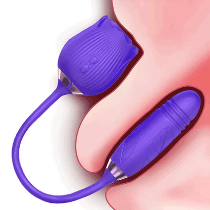 Rose Vibrator 2 in 1 Rose Toy With A Thrusting Dildo