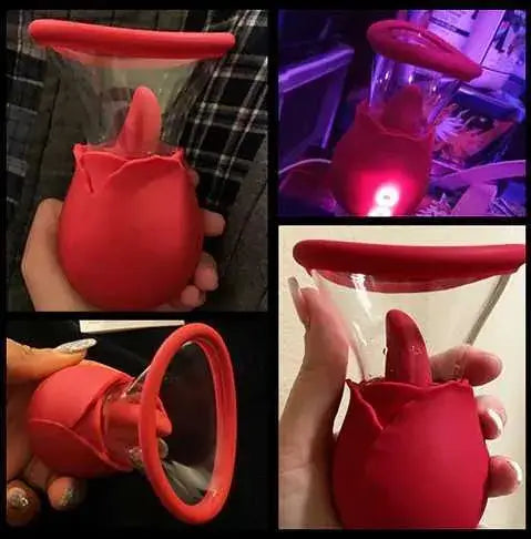 2 in 1 Licking & Sucking Vacuum Pump Rose Vibrator 2 in 1 Licking & Sucking Vacuum Pump Rose Vibrator