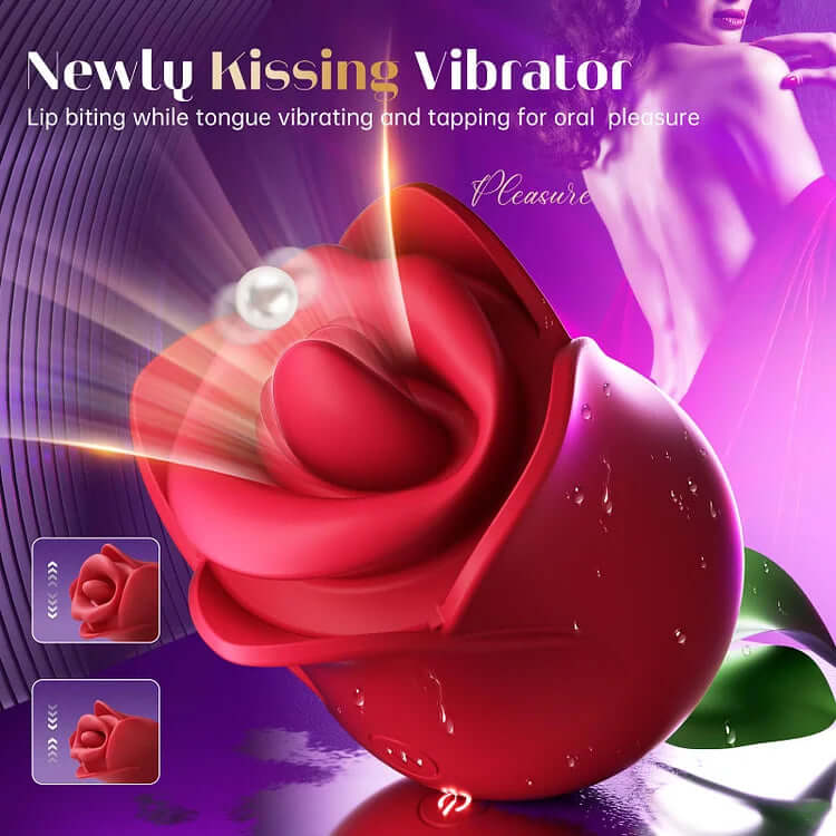 Upgraded Rose Lip Kissing Vibrator And Tongue Tapping For Women