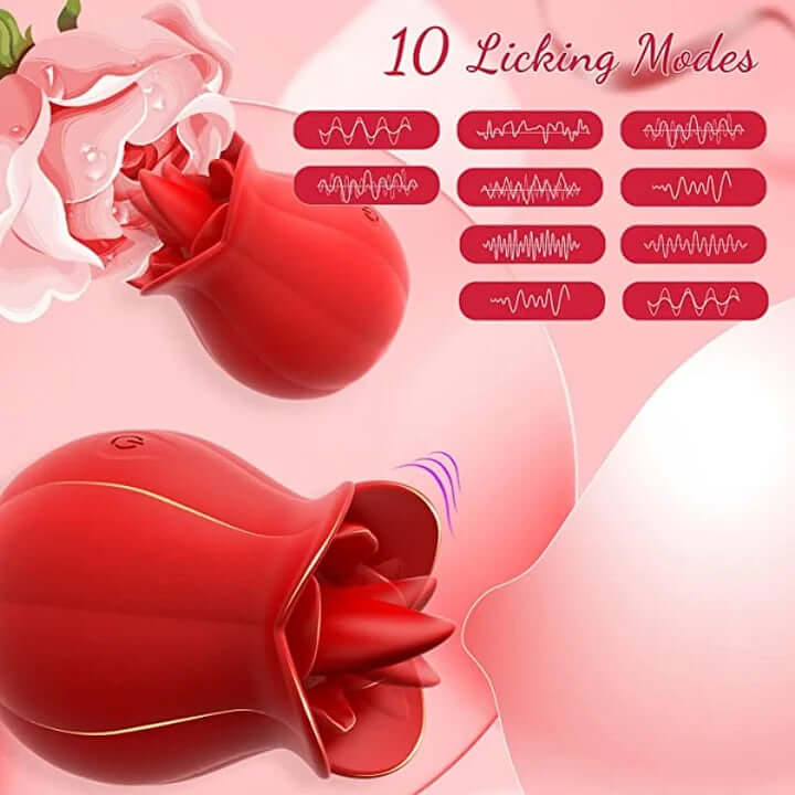 10 Speeds Rose Clitoral Stimulator With Licking Vibrator