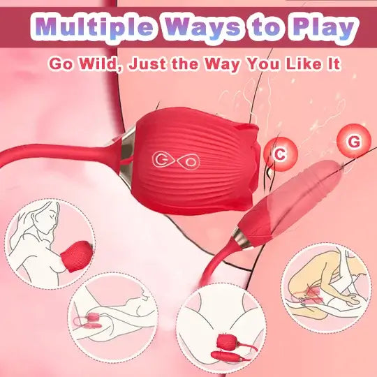 Rose Vibrator 2 in 1 Rose Toy With A Thrusting Dildo