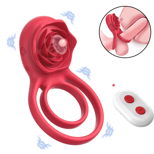 Vibrating Cock Ring with Rose Clitoral Stimulator