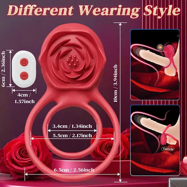 Cock Ring With Rose Clit Vibrator for Couples Cock Ring With Rose Clit Vibrator for Couples