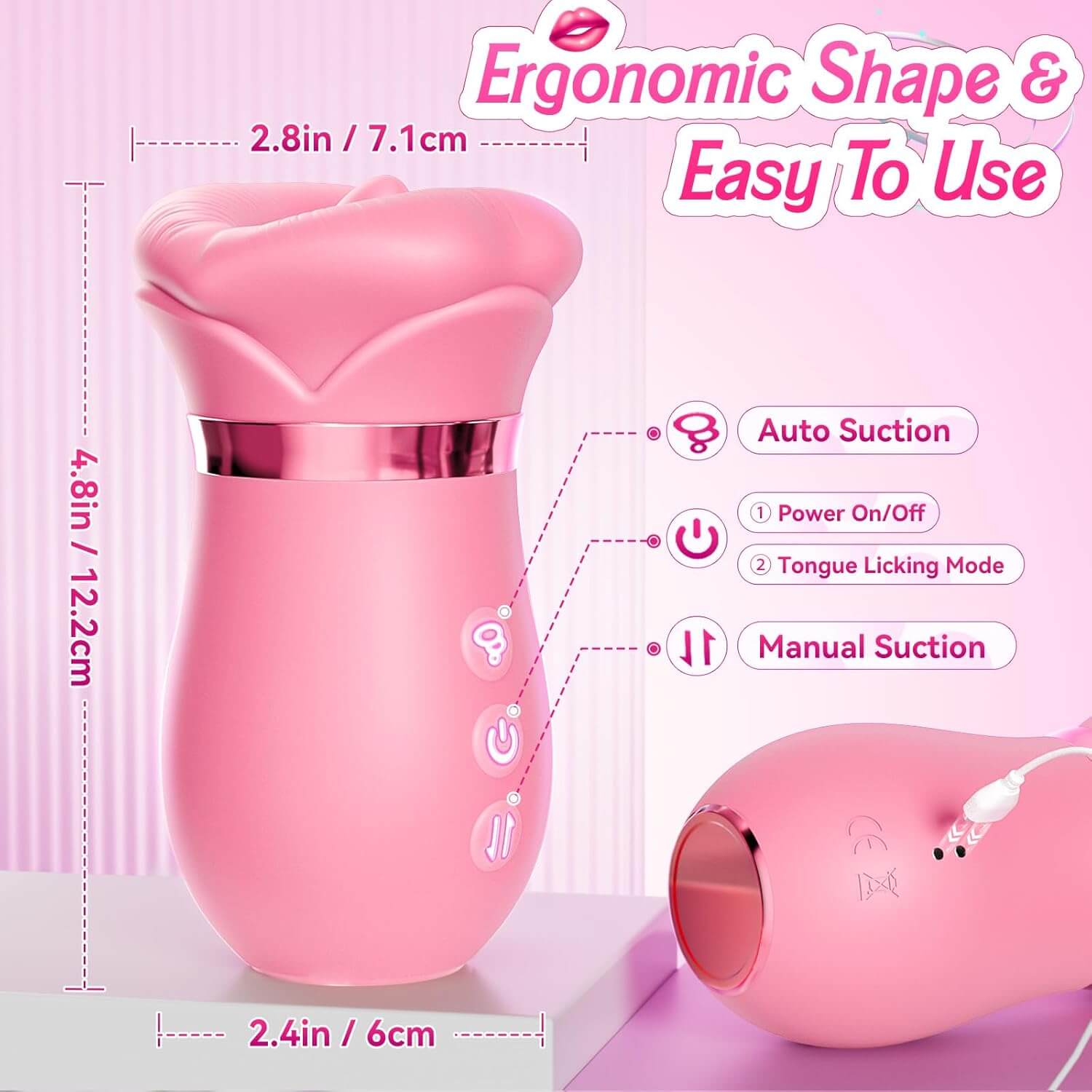 5IN1 Mouth Rose Sucking Vibrator Rose Sex Toy, 10 Tongue Licking, New APP with ergonomic design and easy-to-use features.