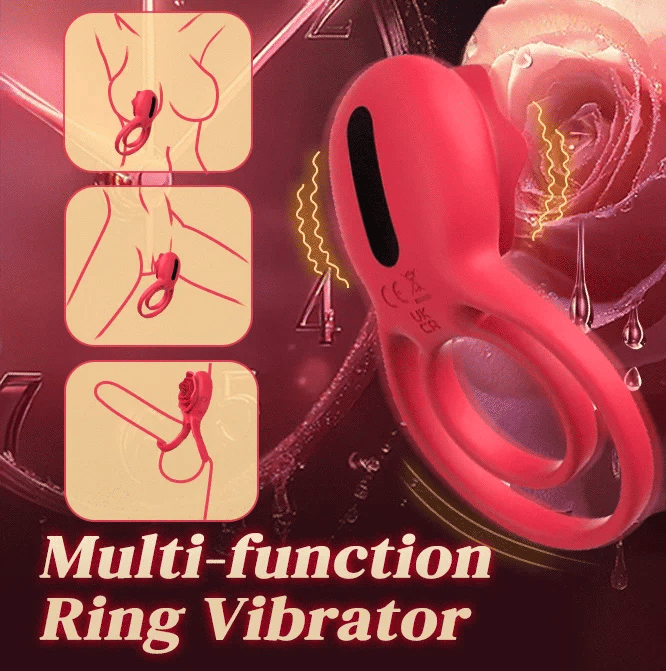 Cock Ring With Rose Clit Vibrator for Couples Cock Ring With Rose Clit Vibrator for Couples