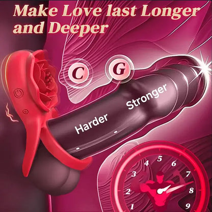 Vibrating Cock Ring with Rose Clitoral Stimulator