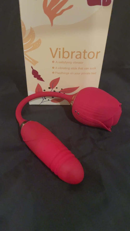 Rose Toy with Thrusting Stem - 2-in-1 G-Spot Telescopic