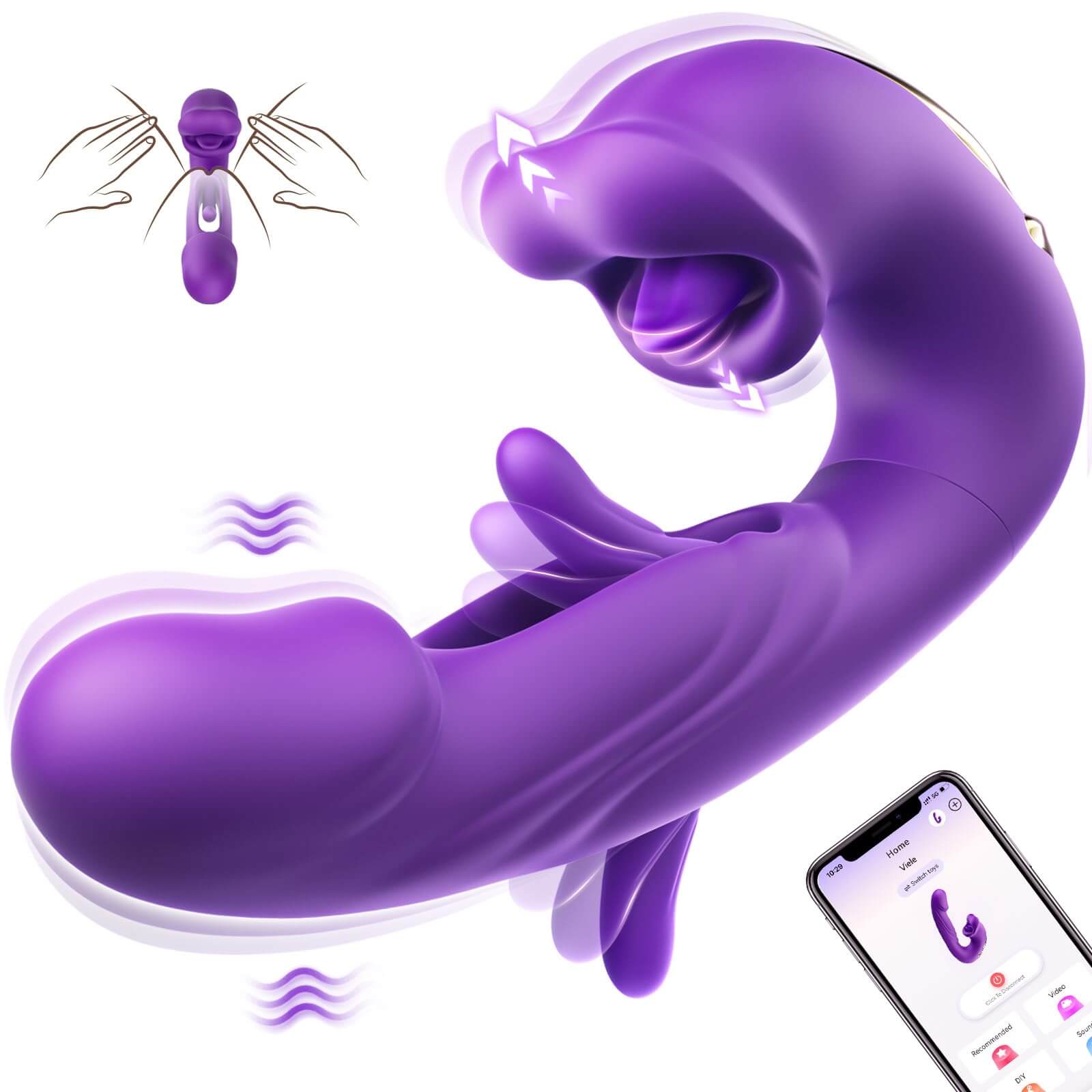 Rose Toy Tongue Licking Flapping Clit & G-spot vibrator with a unique design and app control for ultimate pleasure.