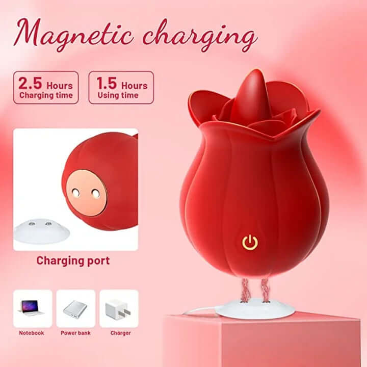 10 Speeds Rose Clitoral Stimulator With Licking Vibrator 10 Speeds Rose Clitoral Stimulator With Licking Vibrator