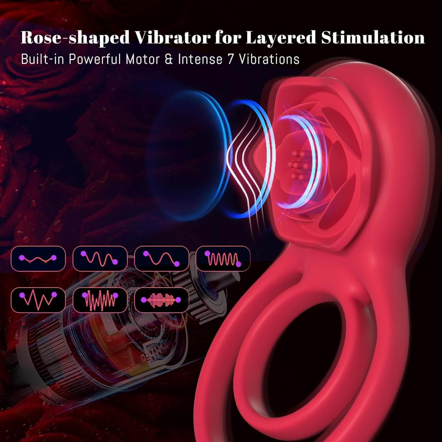 Rose Toy - Vibrating Cock Ring with Clitoral Stimulator Rose Toy - Vibrating Cock Ring with Clitoral Stimulator