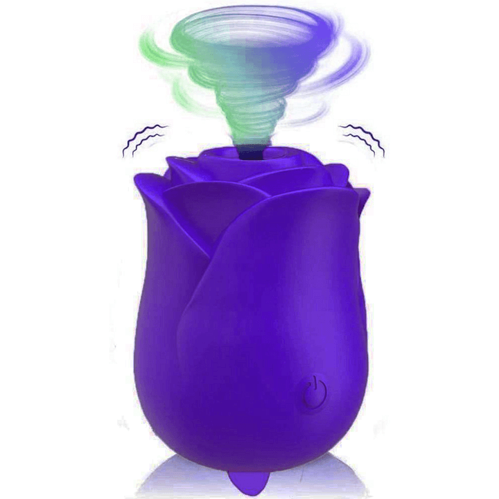 Rose Toy 3.0 With Tongue Clit Licker - purple rose-shaped vibrator with clitoral suction for women.