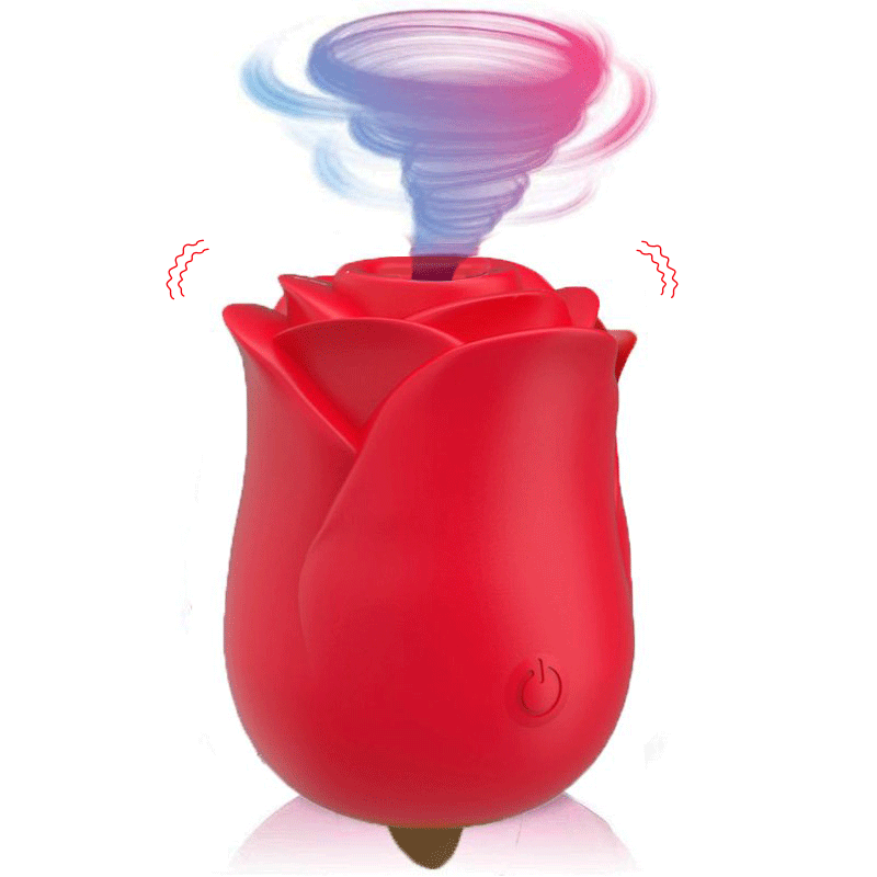 Rose Toy 3.0 With Tongue Clit Licker in red, shaped like a rose, featuring a swirling motion for clitoral stimulation.